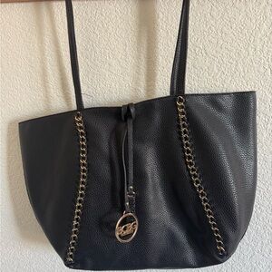 BCBG Black Women's Tote Bag with Gold Chain Detail office business work